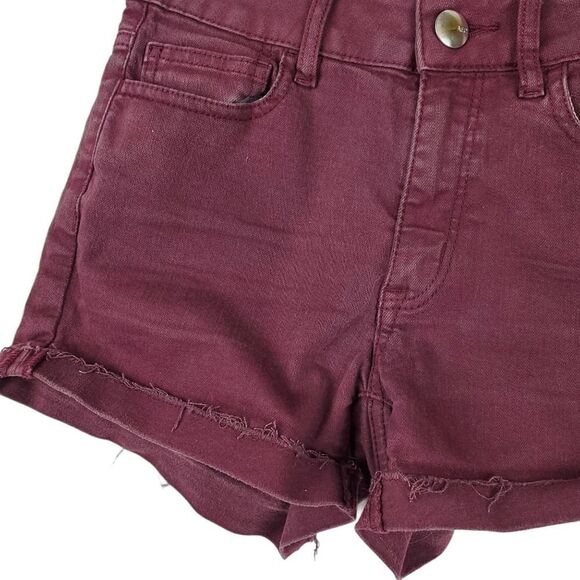 AEO American Eagle Hi Rise Shortie Shorts Jean Frayed Cuffed Hem Super Stretch - Picture 2 of 6
